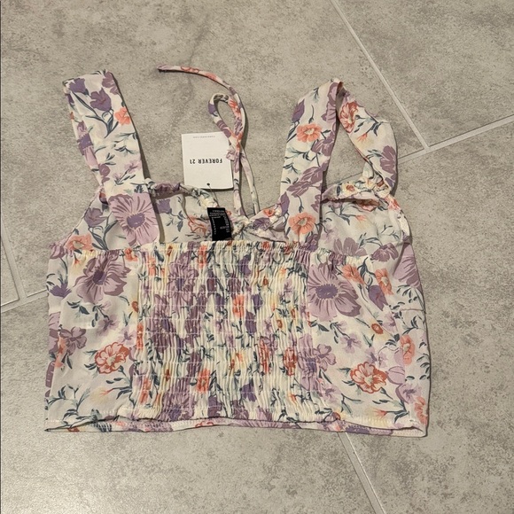 Forever 21 Floral Crop Top in Purple and Pink - Picture 2 of 3